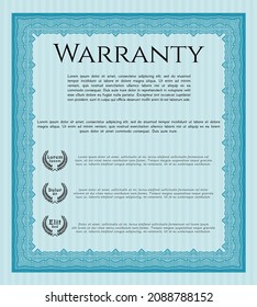 Light blue Retro vintage Warranty Certificate. Perfect design.  Easy to print.  Detailed. 