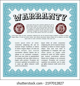 Light blue Retro vintage Warranty Certificate. Perfect design.  With complex background.  Customizable, Easy to edit and change colors. 