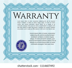 Light blue Retro Warranty Certificate template. With quality background. Vector illustration. Superior design. 