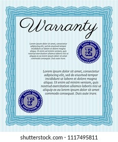 Light blue Retro Warranty Certificate template. Beauty design. Customizable, Easy to edit and change colors. With quality background. 