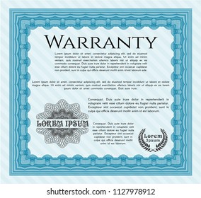 Light blue Retro Warranty Certificate template. With complex background. Artistry design. Customizable, Easy to edit and change colors. 