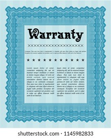 Light blue Retro Warranty Certificate template. Money Pattern. Customizable, Easy to edit and change colors. With great quality guilloche pattern. 