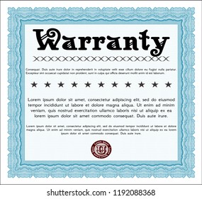 Light blue Retro Warranty Certificate template. Money Pattern. With guilloche pattern. Customizable, Easy to edit and change colors. 