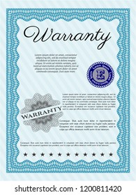 Light blue Retro Warranty Certificate template. Money design. With linear background. Vector illustration. Light blue Retro Warranty Certificate template. Money design. With linear background. Vector illustration.