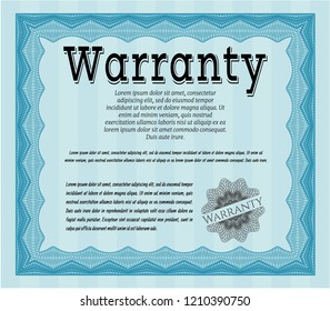 Light blue Retro Warranty Certificate template. Artistry design. Customizable, Easy to edit and change colors. With background. 