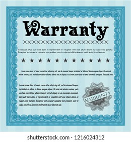 Light blue Retro Warranty Certificate template. With complex background. Customizable, Easy to edit and change colors. Artistry design. 