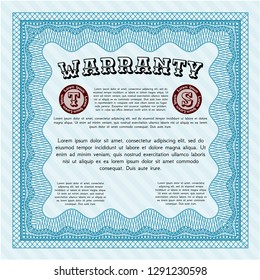Light blue Retro Warranty Certificate template. Customizable, Easy to edit and change colors. Printer friendly. Artistry design. 