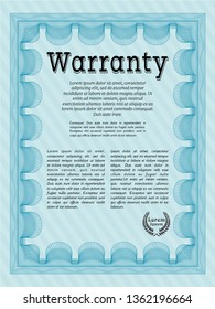 Light blue Retro Warranty Certificate template. With quality background. Cordial design. Customizable, Easy to edit and change colors. 