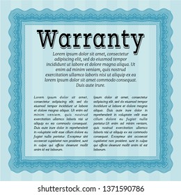 Light blue Retro Warranty Certificate template. Retro design. With linear background. Vector illustration. 