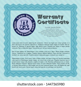 Light blue Retro Warranty Certificate template. With background. Retro design. Customizable, Easy to edit and change colors. 