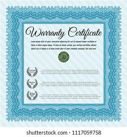 Light blue Retro Warranty template. Sophisticated design. With complex linear background. Customizable, Easy to edit and change colors. 