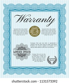 Light blue Retro Warranty template. With complex background. Modern design. Detailed. 