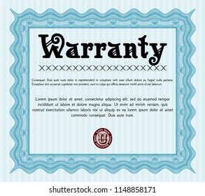 Light blue Retro Warranty template. Artistry design. Complex background. Customizable, Easy to edit and change colors. 
