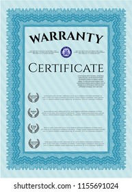 Light blue Retro Warranty template. With background. Vector illustration. Money design. 