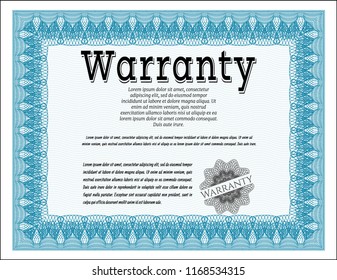 Light blue Retro Warranty template. Retro design. Vector illustration. Printer friendly. 
