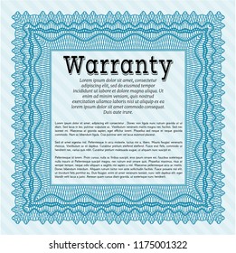 Light blue Retro Warranty template. Detailed. With quality background. Modern design. 