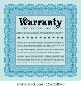 Light blue Retro Warranty template. Vector illustration. With complex linear background. Nice design. 
