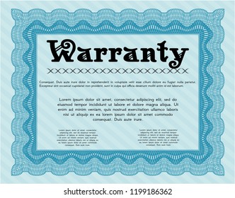 Light blue Retro Warranty template. Perfect design. With background. Detailed. 
