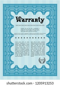 Light blue Retro Warranty template. With complex linear background. Vector illustration. Lovely design. 
