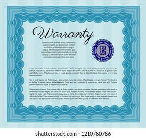 Light blue Retro Warranty template. With complex linear background. Customizable, Easy to edit and change colors. Sophisticated design. 