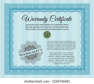 Light blue Retro Warranty template. Easy to print. Money design. Customizable, Easy to edit and change colors. 