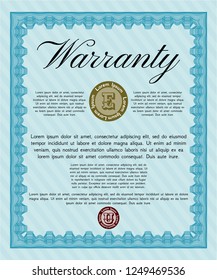 Light blue Retro Warranty template. With complex background. Vector illustration. Modern design. 