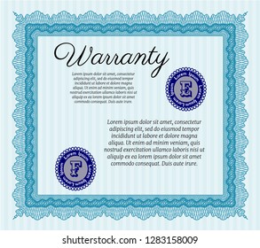Light blue Retro Warranty template. With quality background. Retro design. Detailed. 