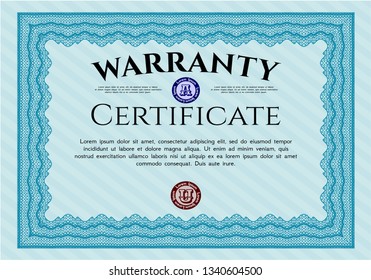 Light blue Retro Warranty template. With complex background. Good design. Detailed. 