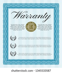 Light blue Retro Warranty template. Customizable, Easy to edit and change colors. Printer friendly. Excellent design. 