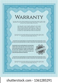 Light blue Retro Warranty template. Customizable, Easy to edit and change colors. With background. Excellent design. 