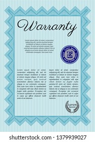 Light blue Retro Warranty template. With linear background. Money design. Customizable, Easy to edit and change colors. 
