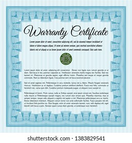 Light blue Retro Warranty template. Easy to print. Sophisticated design. Vector illustration. 