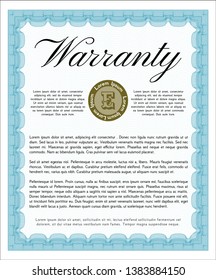 Light blue Retro Warranty template. Superior design. Detailed. Complex background. 