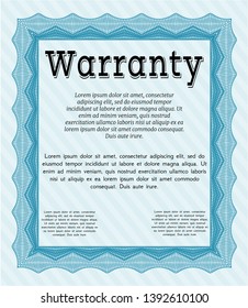 Light blue Retro Warranty template. Beauty design. Customizable, Easy to edit and change colors. With quality background. 