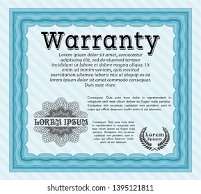 Light blue Retro Warranty template. Money Pattern design. With quality background. Vector illustration. 