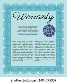 Light blue Retro Warranty template. Cordial design. Customizable, Easy to edit and change colors. With background. 