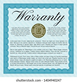Light blue Retro Warranty template. Customizable, Easy to edit and change colors. With quality background. Money design. 