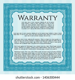 Light blue Retro Warranty template. Modern design. With quality background. Detailed. 