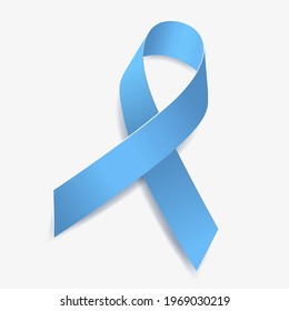 Light blue ribbon awareness. Men's health, Movember, Prostate cancer. Isolated on white background. Vector  illustration.