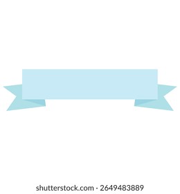 Bannière ruban bleu clair avec des extrémités pointues de chaque côté, illustrée dans un style plat et un espace central vierge, idéale pour les étiquettes, les annonces ou les éléments de design décoratifs