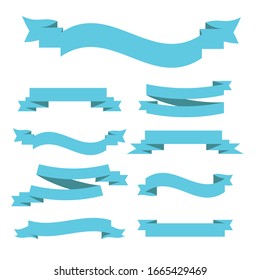 Banderas de cinta azul claro. Ilustración del vector