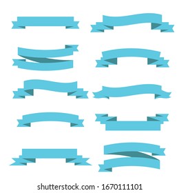 Banderas de cinta azul claro. Ilustración del vector
