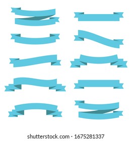 Banderas de cinta azul claro. Ilustración del vector