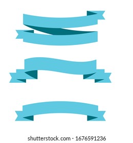 Light blue ribbon banners set. Vector illustration