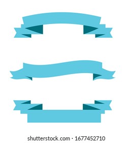 Light blue ribbon banners set. Vector illustration