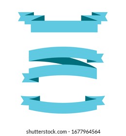 Light blue ribbon banners set. Vector illustration
