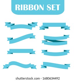 Light blue ribbon banners set. Vector illustration