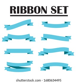 Light blue ribbon banners set. Vector illustration