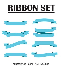 Light blue ribbon banners set. Vector illustration