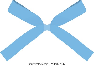 Light Blue Ribbon Bow in Minimal Flat Style for Gift Wrapping, Celebration, Greeting Card Decoration